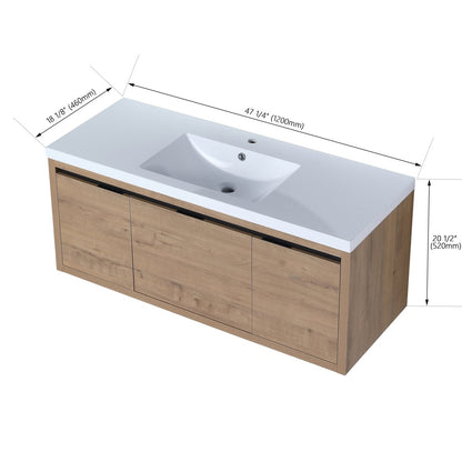 ExBrite 48 Inch Bathroom Cabinet With Sink,Soft Close Doors and Drawer,Float Mounting Design,48x18