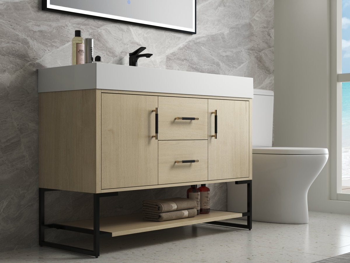 ExBrite 48 Inch Bathroom Vanity Freestanding Design With Resin Sink