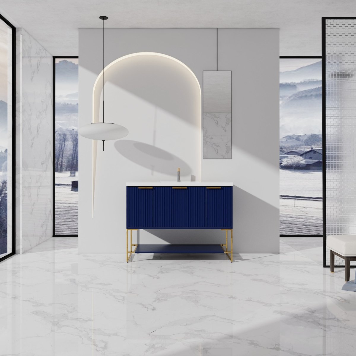 Exbrite 48 Inch Freestanding Bathroom Vanity With Resin Basin - ExBriteUSA
