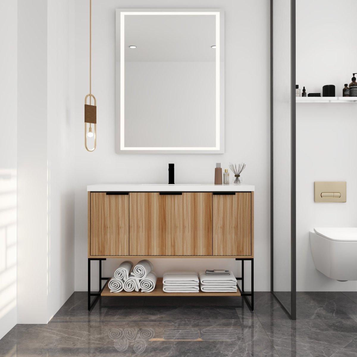 ExBrite 48 Inch Freestanding Bathroom Vanity With Resin Basin,48x18