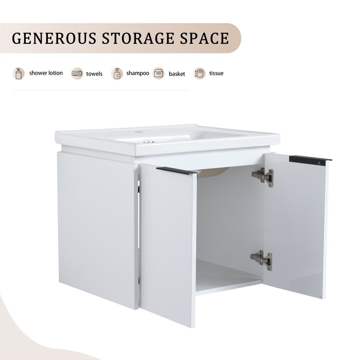 Exbrite 48 Inch Soft Close Doors Bathroom Vanity With Sink, and Two Small Storage Shelves