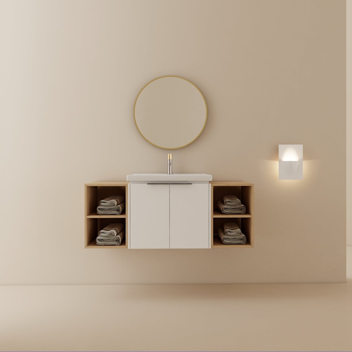 Exbrite 48 Inch Soft Close Doors Bathroom Vanity With Sink, and Two Small Storage Shelves