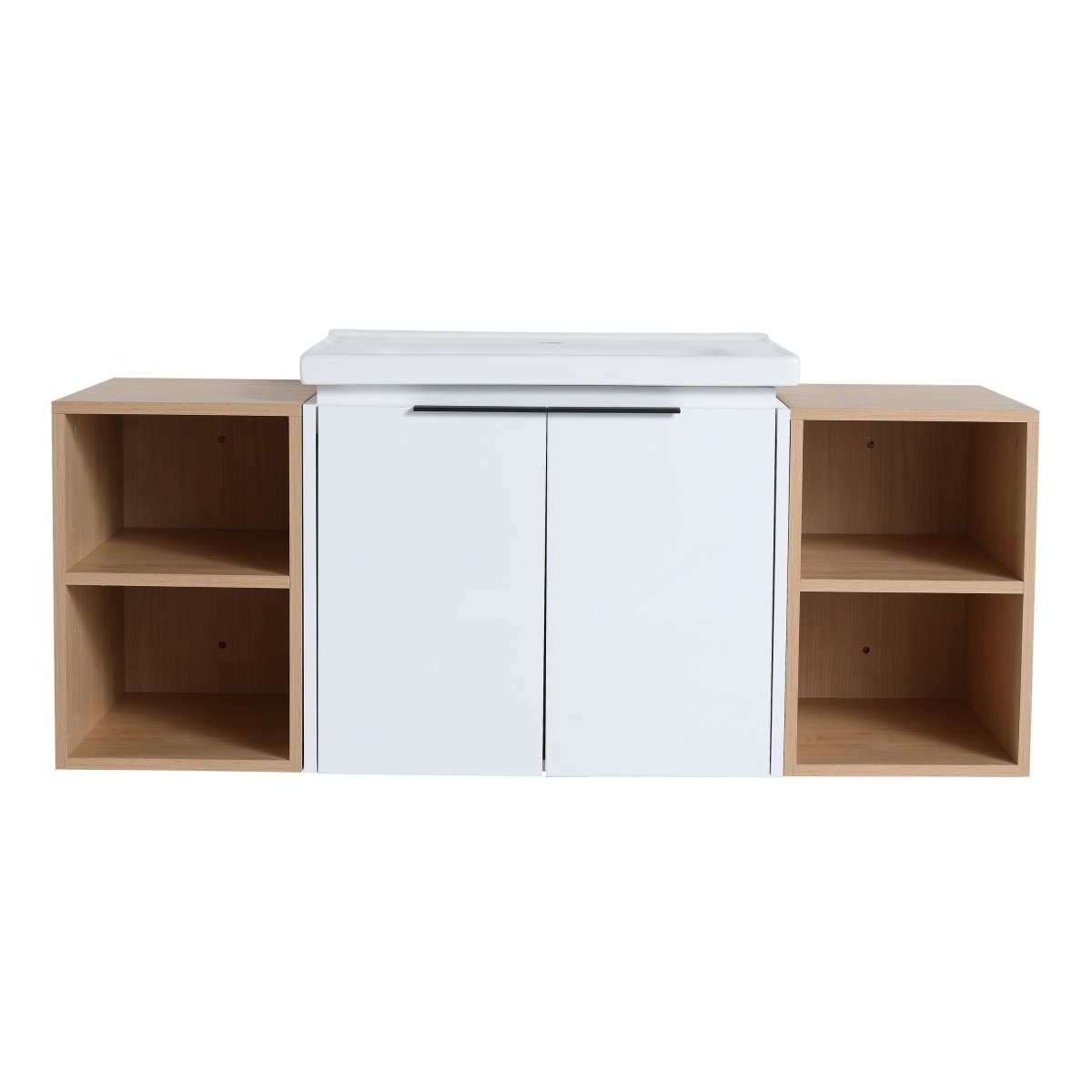 Exbrite 48 Inch Soft Close Doors Bathroom Vanity With Sink, and Two Small Storage Shelves