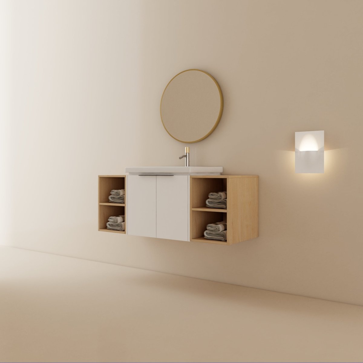 Exbrite 48 Inch Soft Close Doors Bathroom Vanity With Sink, and Two Small Storage Shelves