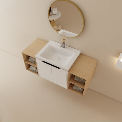 Exbrite 48 Inch Soft Close Doors Bathroom Vanity With Sink, and Two Small Storage Shelves