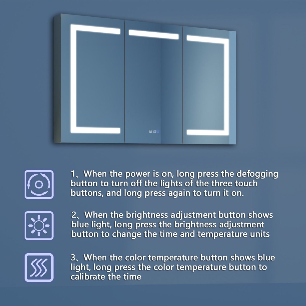 Boost-M1 48" W x 30" H Lighted Medicine Cabinet,Recessed or Surface led Medicine Cabinet,Three Glass Shelves