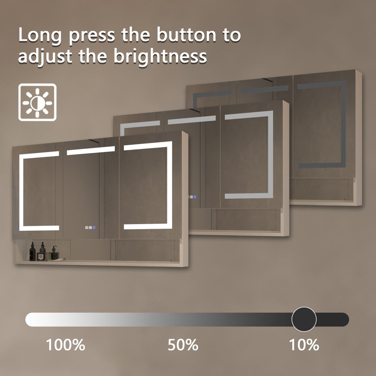 Ample 48" W x 32" H LED Lighted Mirror Chrome Medicine Cabinet with Shelves for Bathroom Recessed or Surface Mount