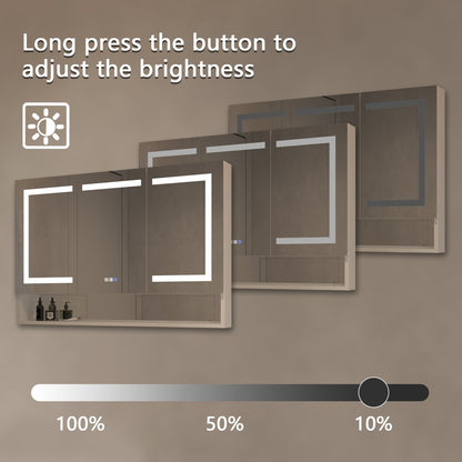 ExBrite 48" W x 32" H LED Lighted Mirror Chrome Medicine Cabinet with Shelves for Bathroom Recessed or Surface Mount - ExBriteUSA