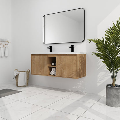 ExBrite 48" Wall Mounted Bathroom Vanity With Double Sink, Soft Closing Door Hinge