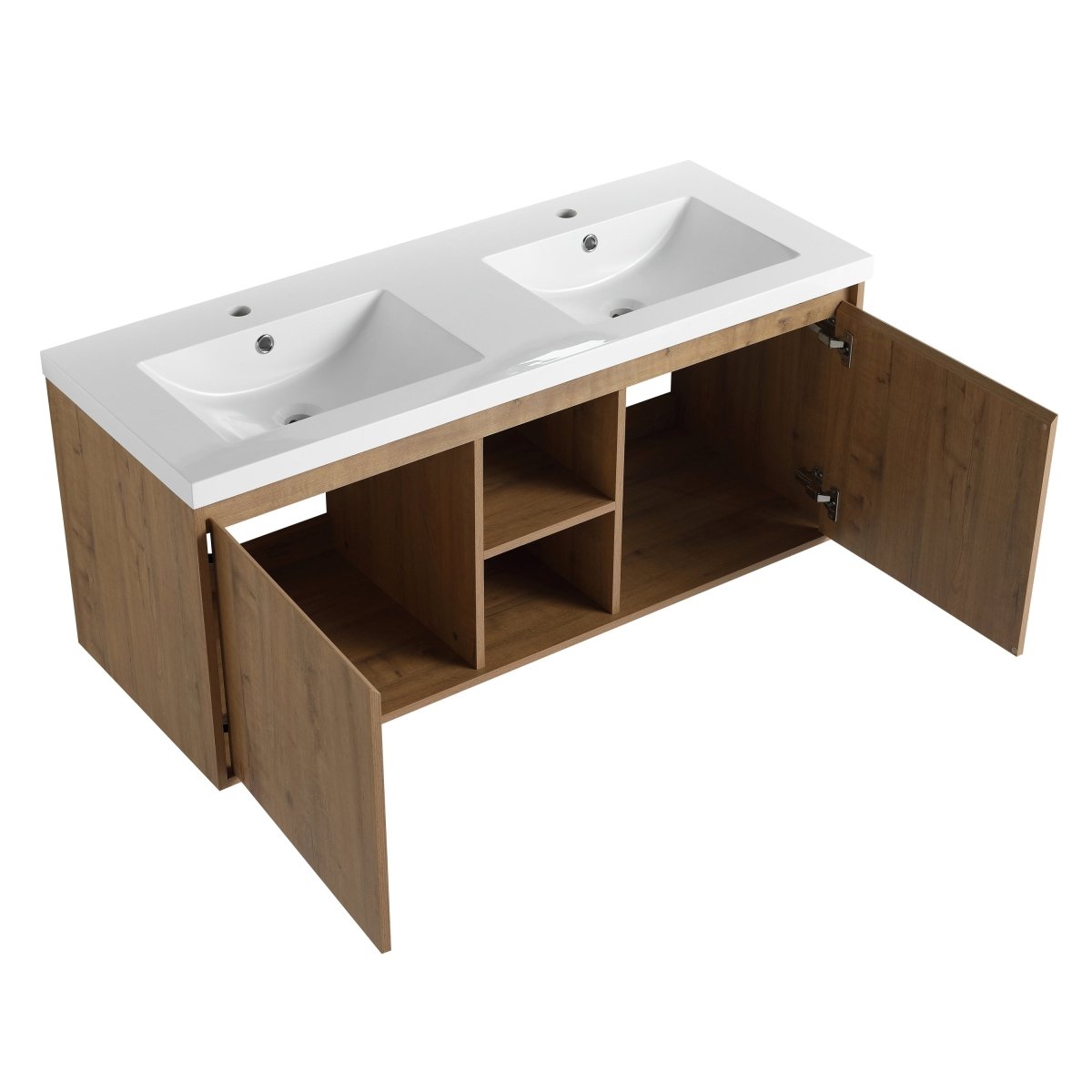 ExBrite 48" Wall Mounted Bathroom Vanity With Double Sink, Soft Closing Door Hinge