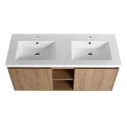 ExBrite 48" Wall Mounted Bathroom Vanity With Double Sink, Soft Closing Door Hinge