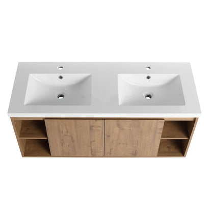 ExBrite 48" Wall Mounted Bathroom Vanity With Double Sink, Soft Closing Door Hinge