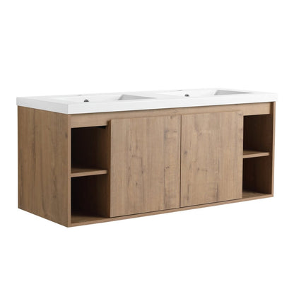 ExBrite 48" Wall Mounted Bathroom Vanity With Double Sink, Soft Closing Door Hinge