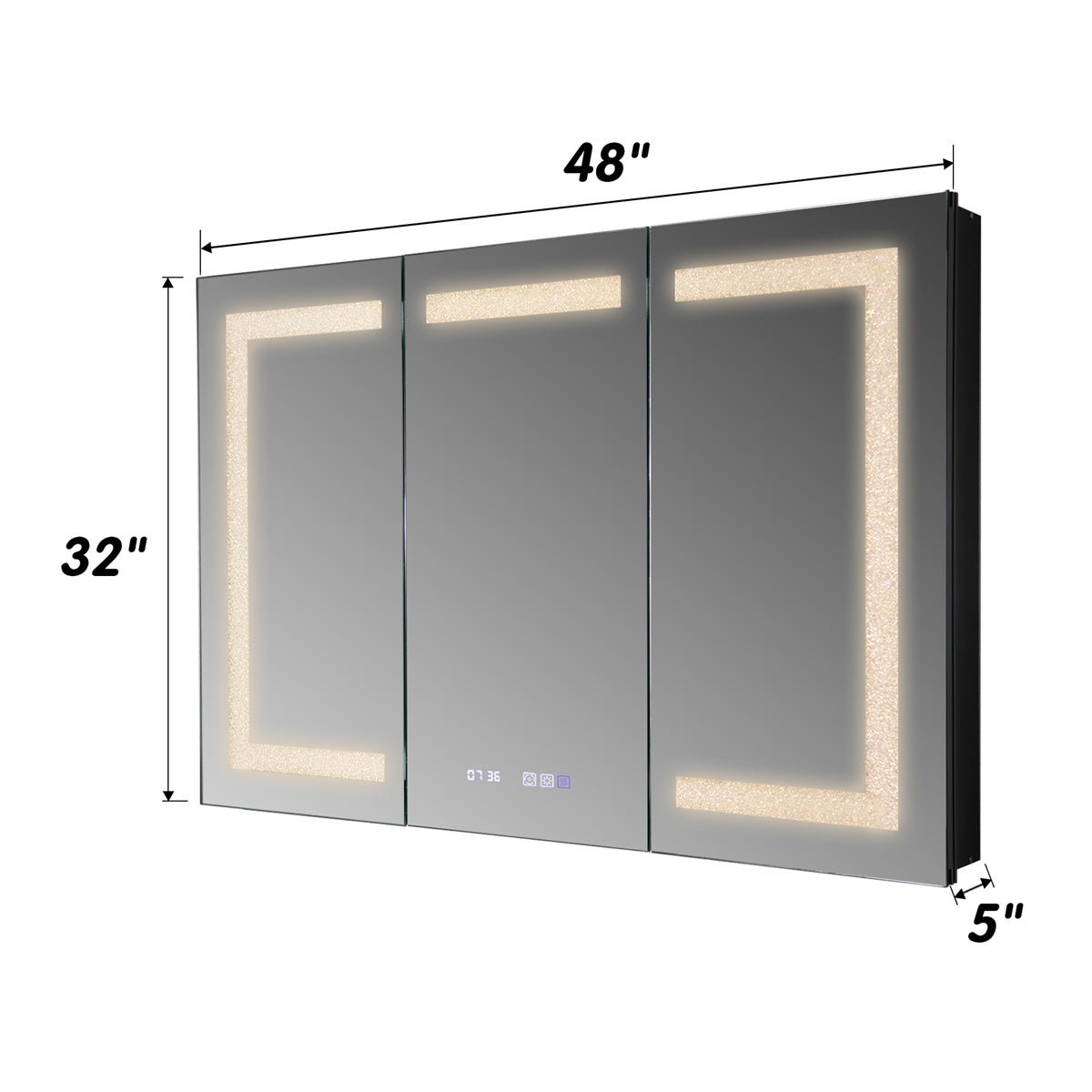 ExBrite 48“W x 32”H Lighted Medicine Cabinet with Crystal Light Strip