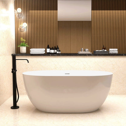 ExBrite 51" Acrylic Adjustable Bathtub with Integrated Slotted Overflow and Chrome Pop-up Drain Anti-clogging Gloss White - ExBriteUSA