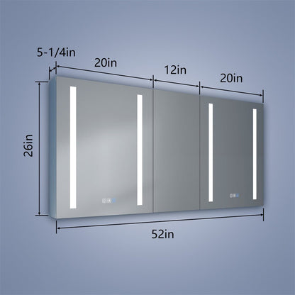 Boost-M1 52" W x 26" H Combination Medicine Cabinet with Mirror led Lighted Medicine Cabinet