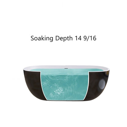 ExBrite 55" Acrylic Bathtub Free Standing Tub Classic Oval Soaking Tub Adjustable Freestanding Black - ExBriteUSA