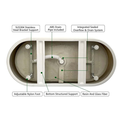 ExBrite 55" Acrylic Bathtub Free Standing Tub Classic Oval Soaking Tub Adjustable Freestanding Black