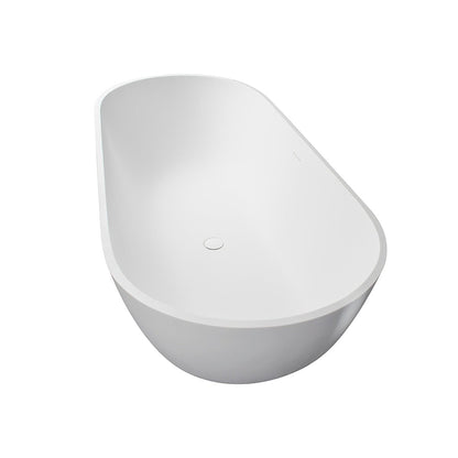 ExBrite 59 inch small size stone resin solid surface oval shape freestanding bathtub for the bathroom
