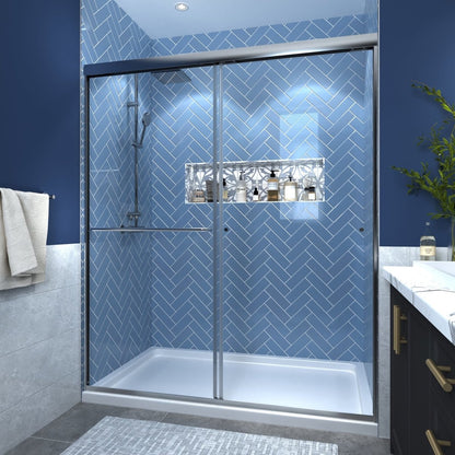 Glide 56-60" Wide x 70" High Sliding Glass Shower Doors Framed in Chrome Finish with Clear Glass