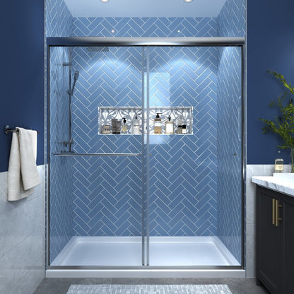 Glide 56-60" Wide x 70" High Sliding Glass Shower Doors Framed in Chrome Finish with Clear Glass