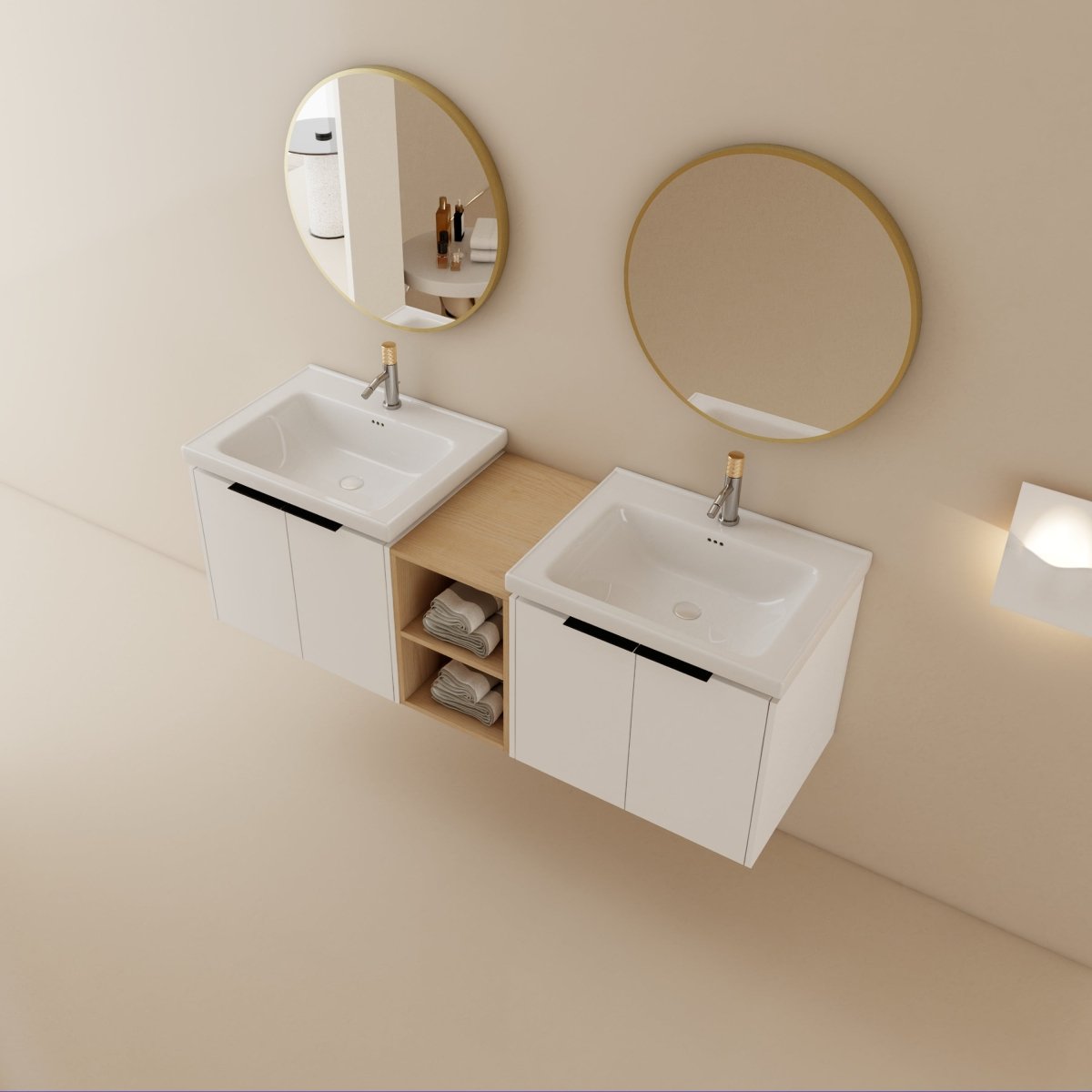 Exbrite 60 Inch Soft Close Doors Bathroom Vanity With Sink, and A Small Storage Shelves