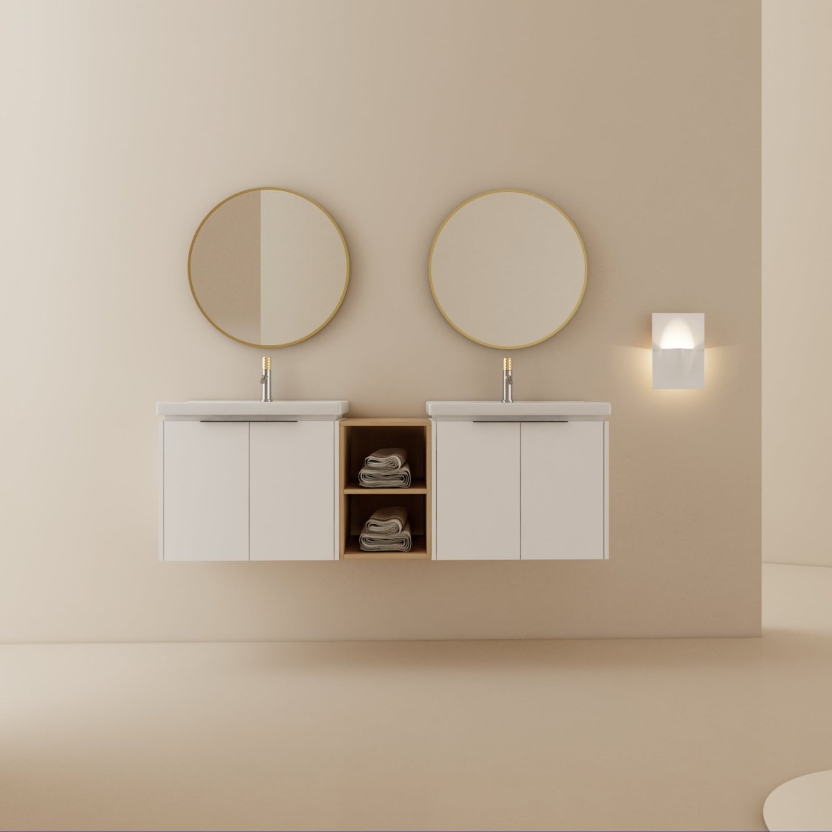 Exbrite 60 Inch Soft Close Doors Bathroom Vanity With Sink, and A Small Storage Shelves