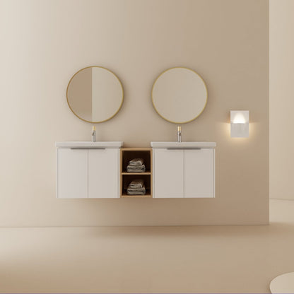 Exbrite 60 Inch Soft Close Doors Bathroom Vanity With Sink, and A Small Storage Shelves