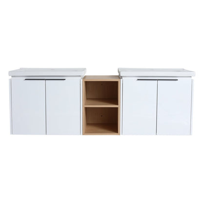 Exbrite 60 Inch Soft Close Doors Bathroom Vanity With Sink, and A Small Storage Shelves