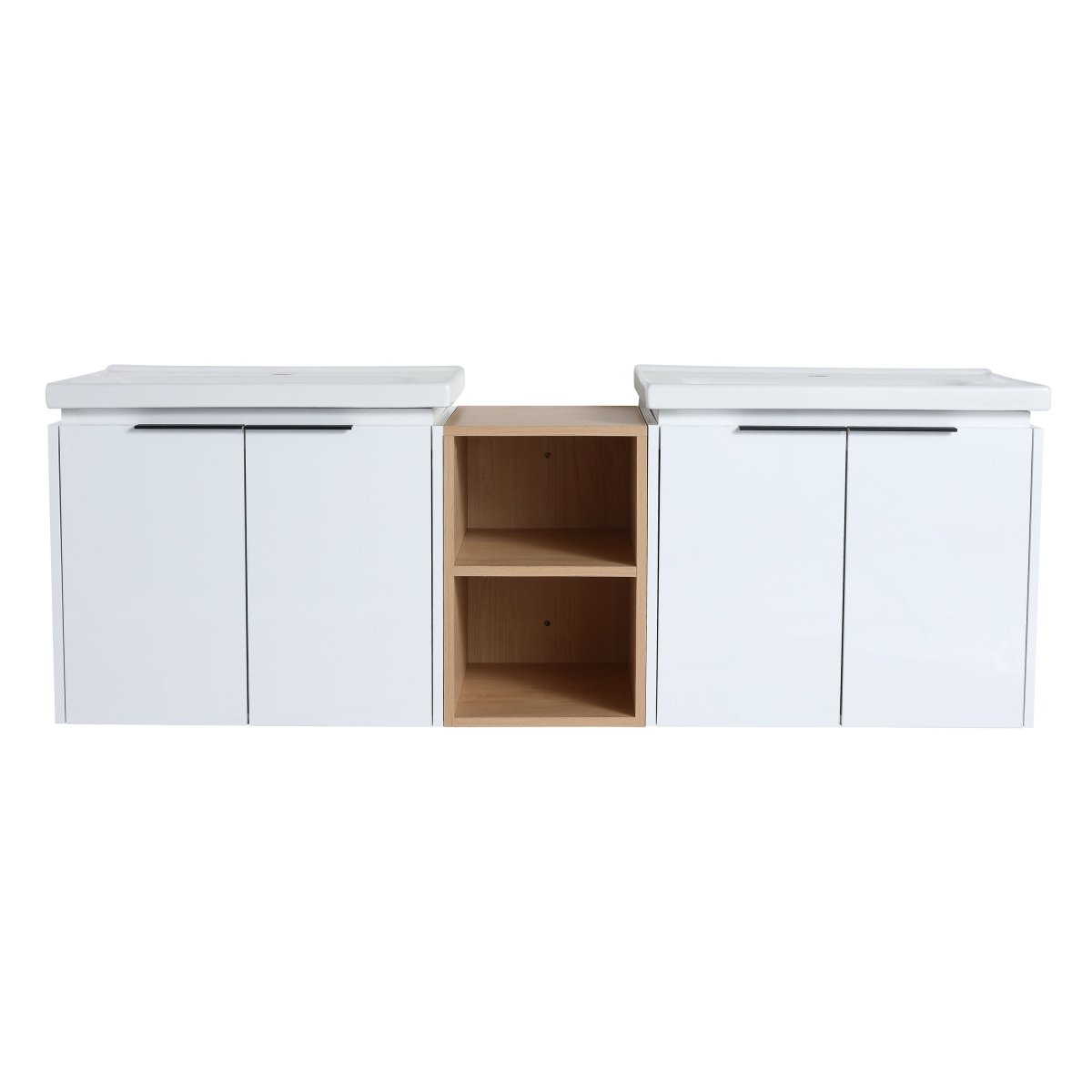 Exbrite 60 Inch Soft Close Doors Bathroom Vanity With Sink, and A Small Storage Shelves
