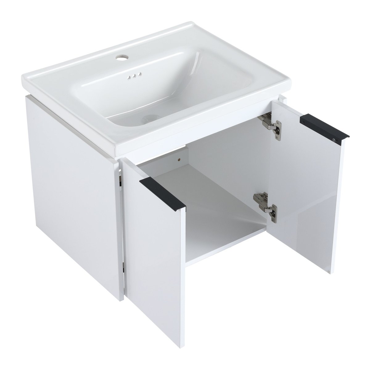 Exbrite 60 Inch Soft Close Doors Bathroom Vanity With Sink, and A Small Storage Shelves