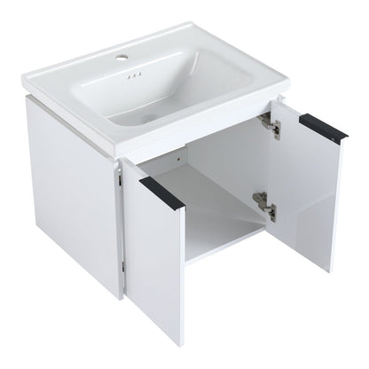 Exbrite 60 Inch Soft Close Doors Bathroom Vanity With Sink, and A Small Storage Shelves