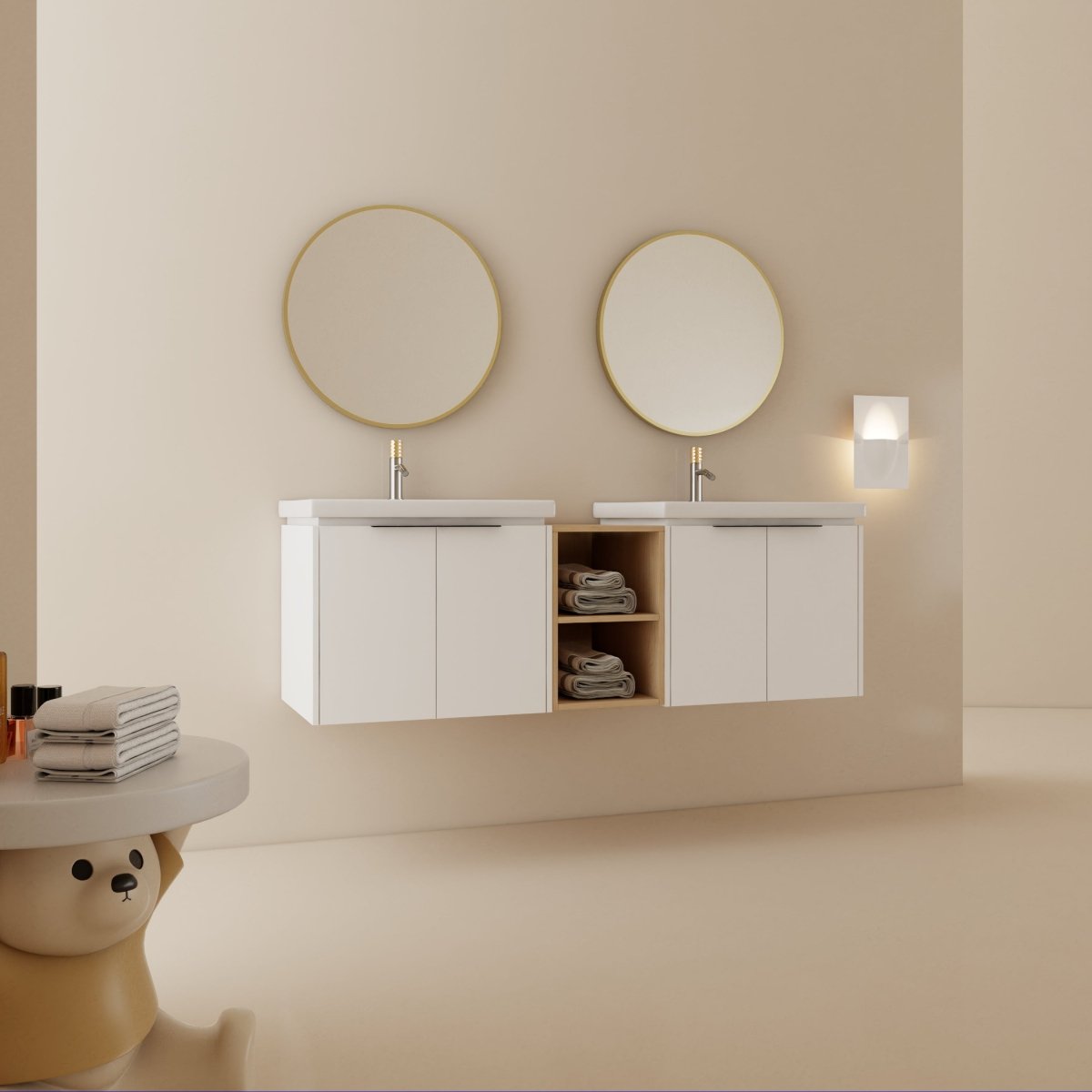 Exbrite 60 Inch Soft Close Doors Bathroom Vanity With Sink, and A Small Storage Shelves