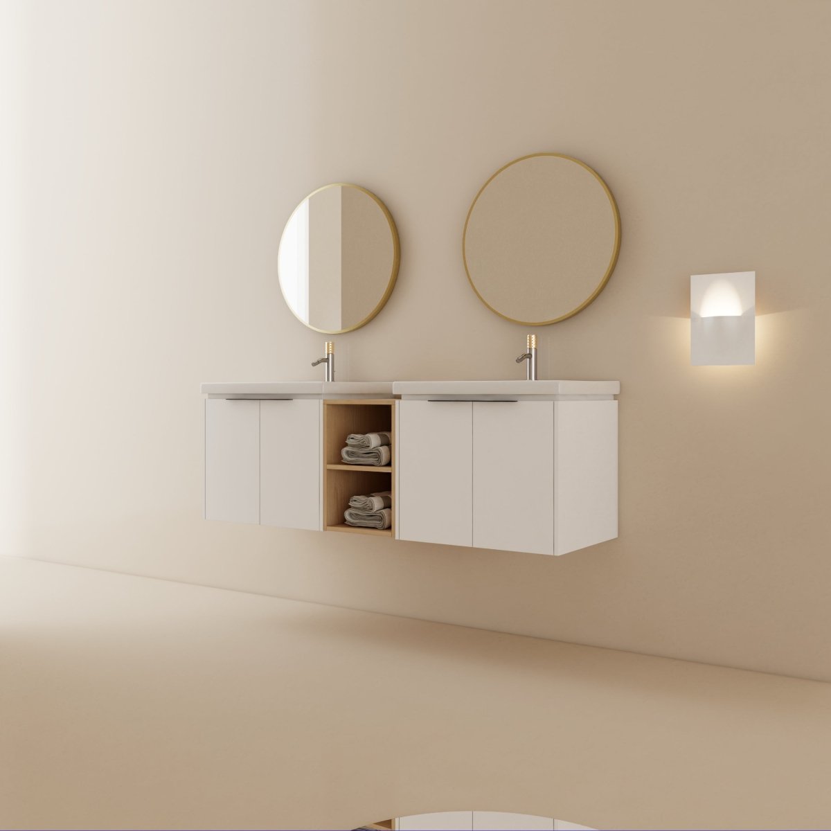 Exbrite 60 Inch Soft Close Doors Bathroom Vanity With Sink, and A Small Storage Shelves