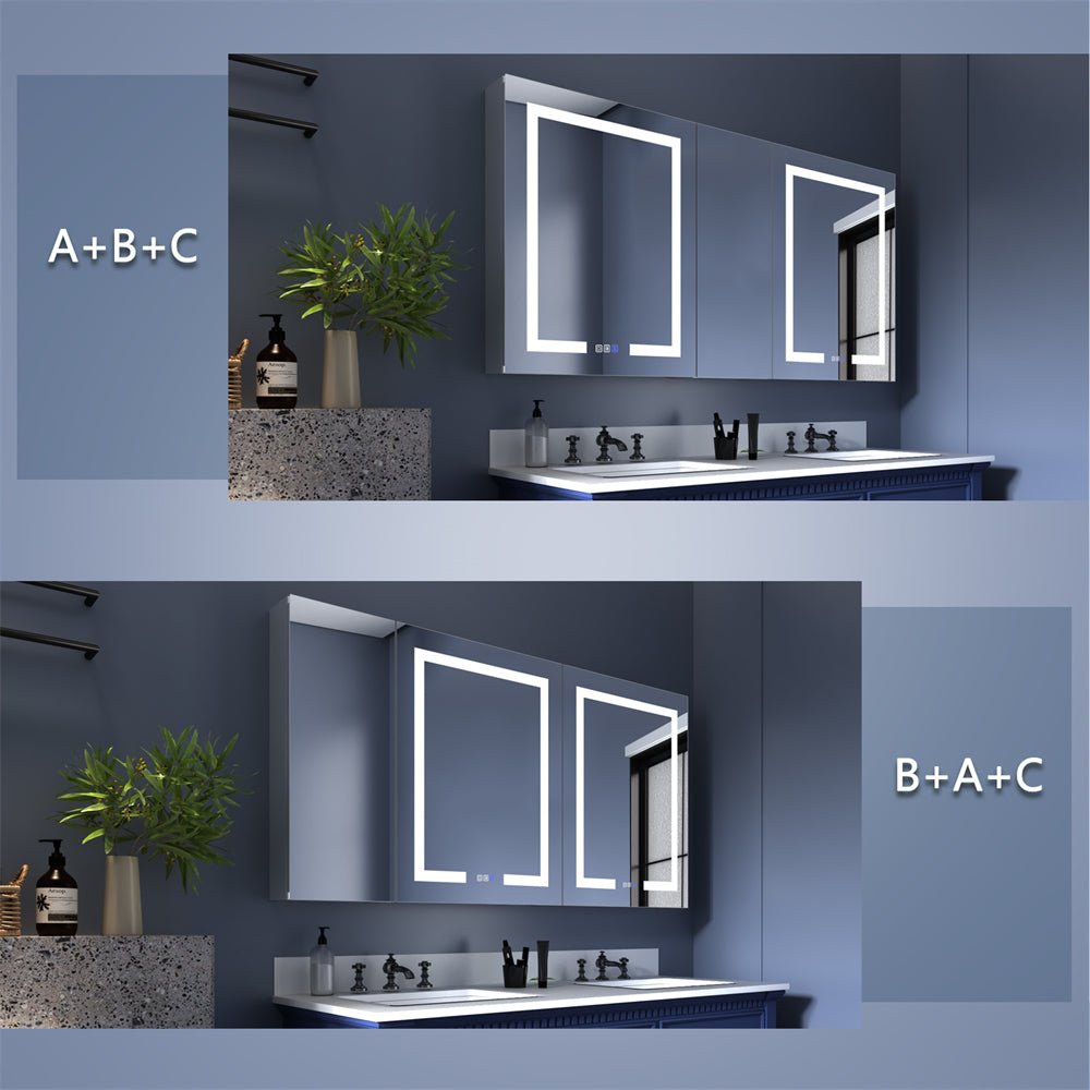 ExBrite 60" W x 30" H Combination Medicine Cabinet with Mirror led Lighted Medicine Cabinet - ExBriteUSA