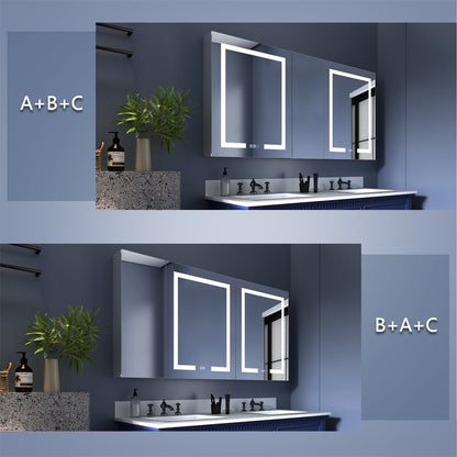 ExBrite 60" W x 30" H Combination Medicine Cabinet with Mirror led Lighted Medicine Cabinet - ExBriteUSA