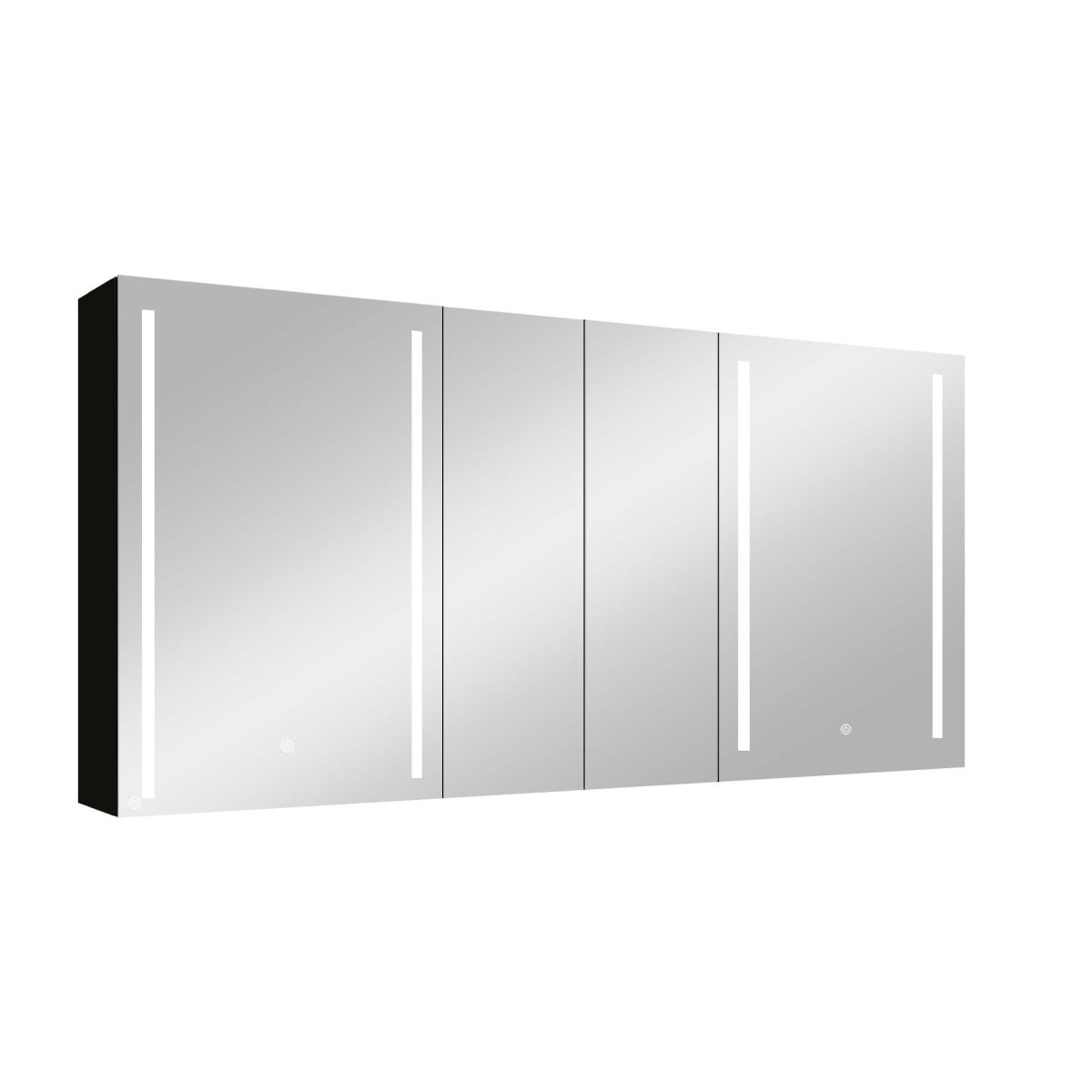 ExBrite 60" W x 30" H LED Bathroom Black Medicine Cabinet Surface Mount Double Door Lighted