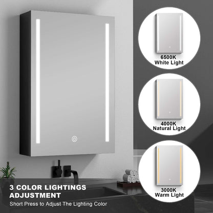 ExBrite 60" W x 30" H LED Bathroom Black Medicine Cabinet Surface Mount Double Door Lighted