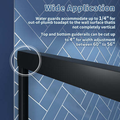 ExBrite 60"W x 70"H Black Frame Clear Tempered Glass Sliding Shower Door for Bathroom - ExBriteUSA