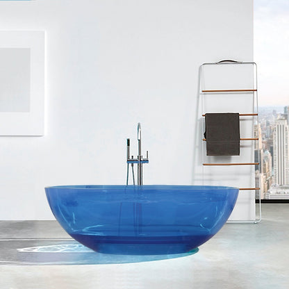 ExBrite 64 inch Freestanding Solid Surface Soaking Bathtub For Bathroom