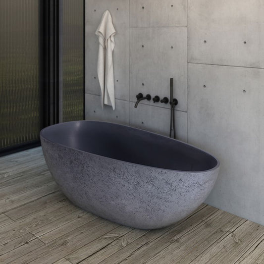 ExBrite 65 inch Freestanding Solid Surface Soaking Bathtub For Bathroom