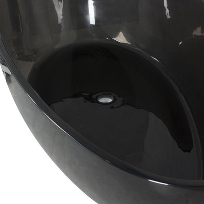 ExBrite 67.8 inch Translucent Black Artificial Stone Solid Surface Freestanding Bathroom Bathtub
