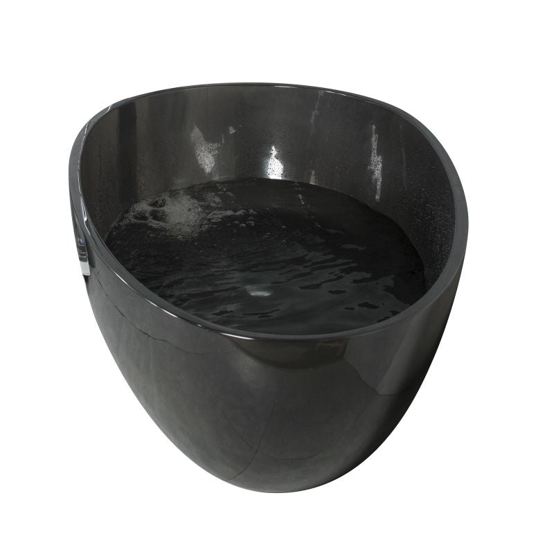 ExBrite 67.8 inch Translucent Black Artificial Stone Solid Surface Freestanding Bathroom Bathtub