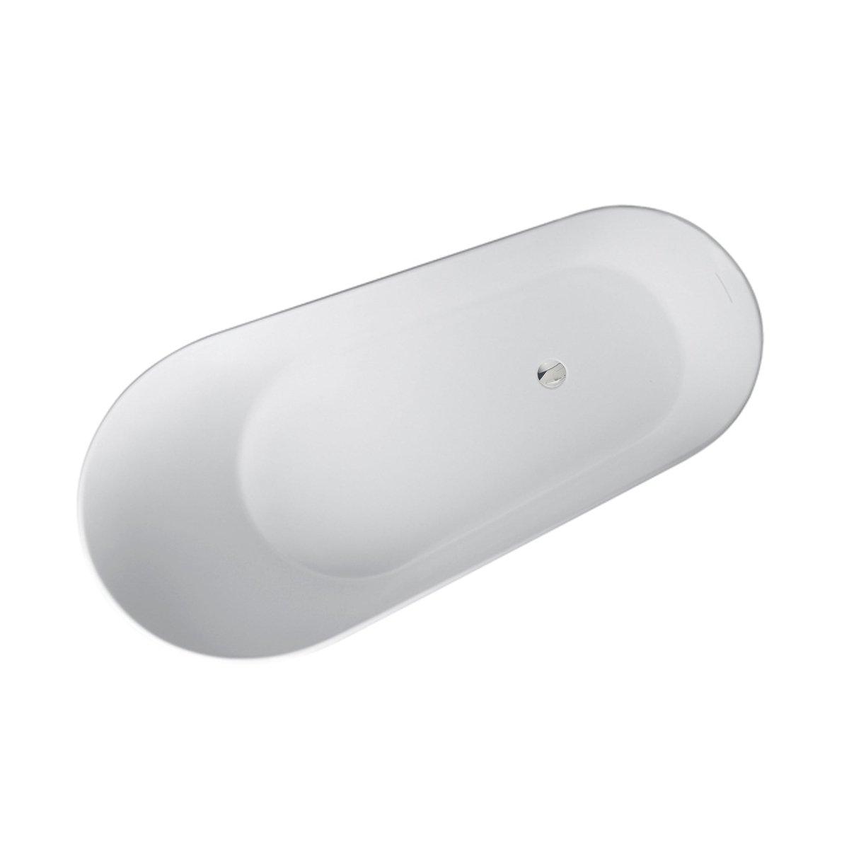 ExBrite 67inch Solid Surface Stone Resin Oval Shape Soaking Bathtub With Overflow For The Bathroom