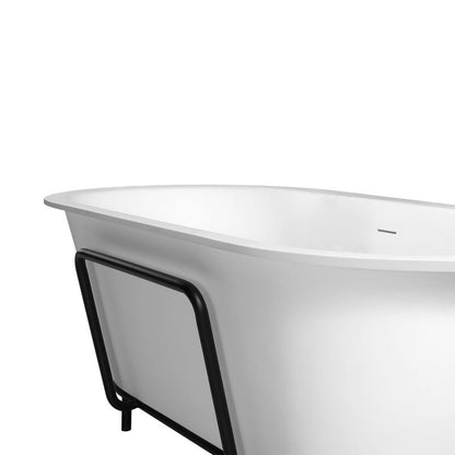 ExBrite 71 inch Freestanding Artificial Stone Solid Surface Bathtub,German Red Dot Product
