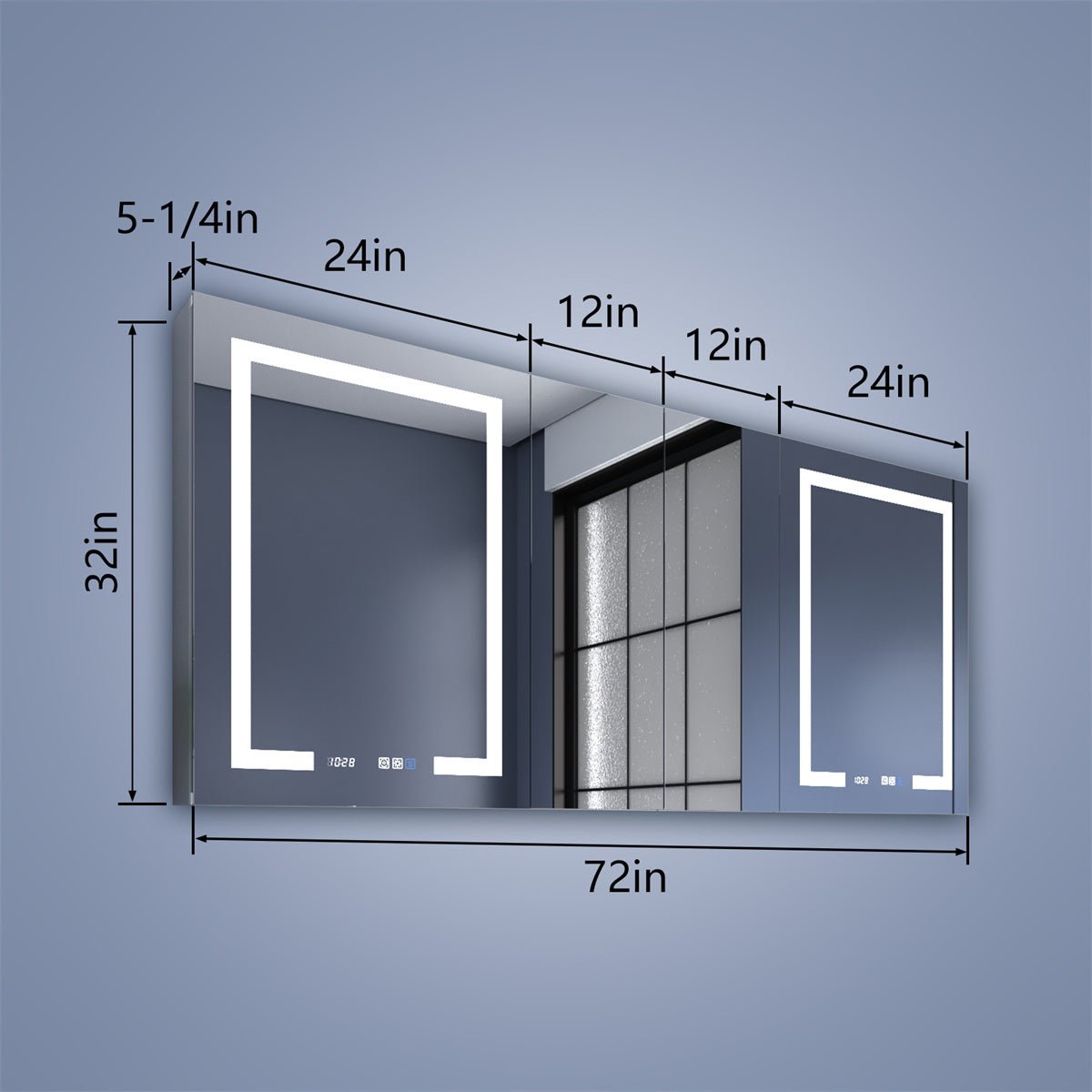 Boost-M2 72" W x 32" H Combination Medicine Cabinet with Mirror led Lighted Medicine Cabinet