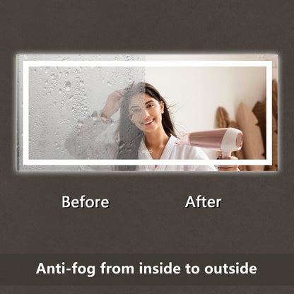 Apex 72" W x 32" H LED Bathroom Large Light Led Mirror,Anti Fog,Dimmable,Dual Lighting Mode,Tempered Glass