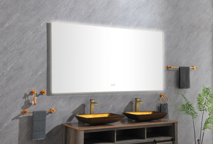 ExBrite 72" x 36" LED Mirror Bathroom Vanity Mirrors with Lights Gold, Wall Mounted Anti-Fog
