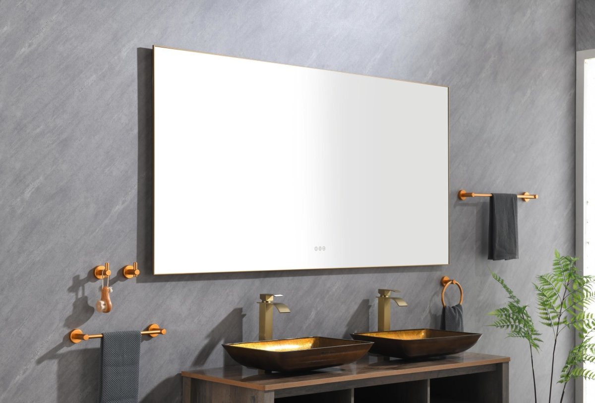 ExBrite 72x 36 inch LED Mirror Bathroom Vanity Mirrors with Lights Gold, Wall Mounted Anti-Fog - ExBriteUSA
