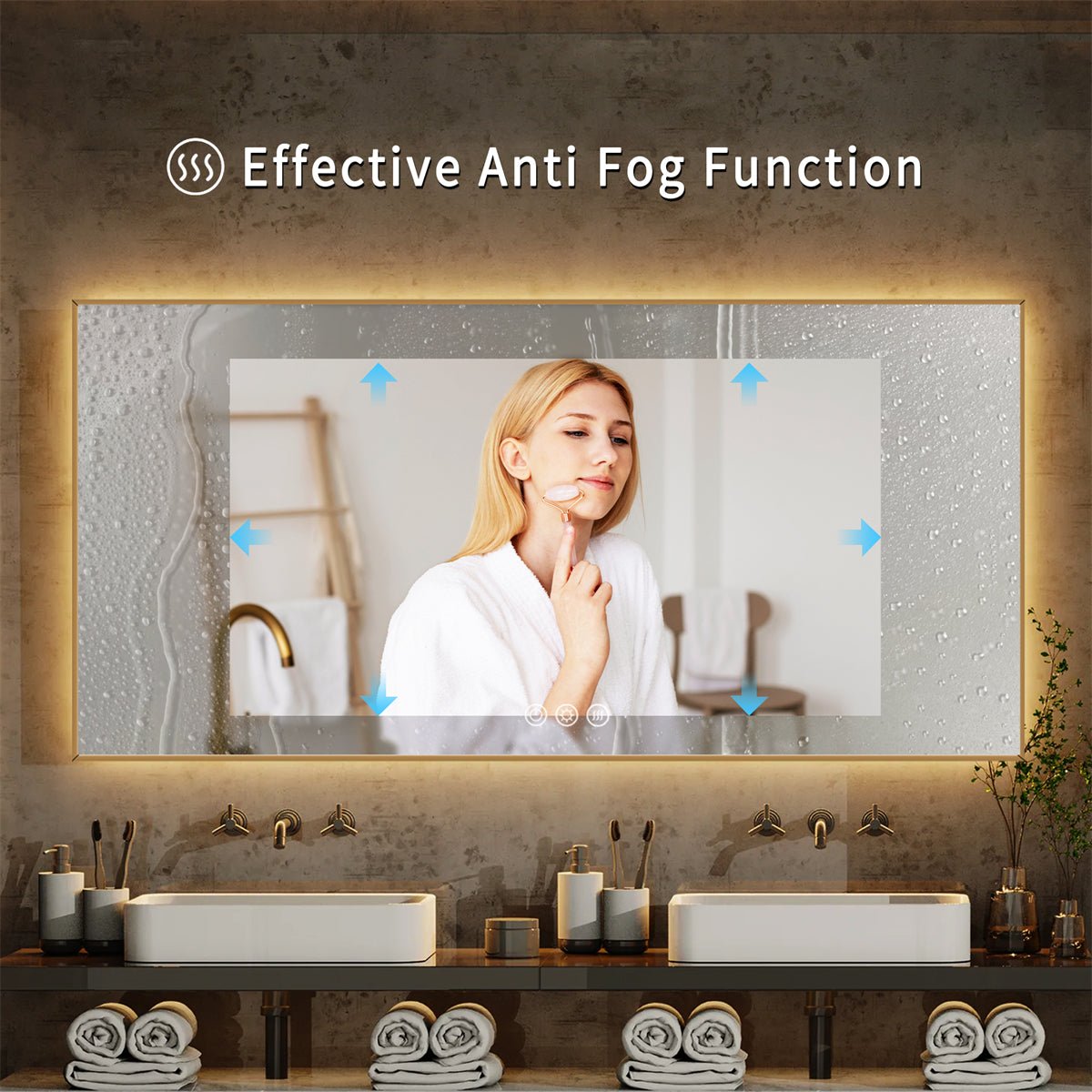 ExBrite 84" x 36" LED Mirror Bathroom Vanity Mirror with Back Light, Wall Mount Anti-Fog Memory Large Adjustable Vanity Mirror - ExBriteUSA